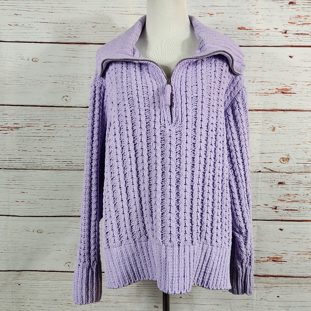 AERIE Chunky Quarter Zip Sweater (M) - Picture 2 of 7